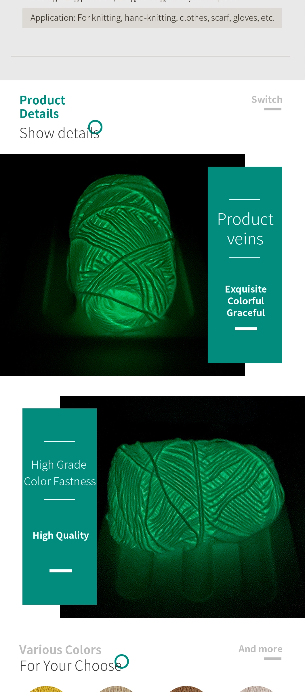 Kingeagle Manufacture Best Price 100% Polyester Crochet Glow in The Dark Knitting Yarn