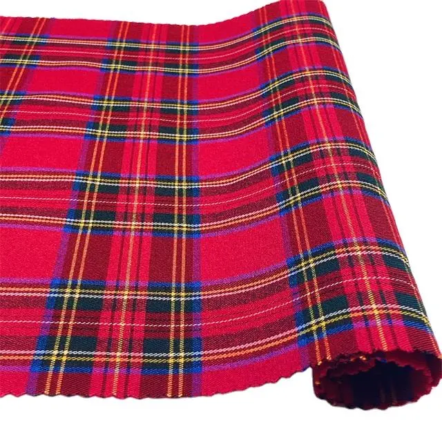 Sunplustex Scottish Plaid Bengaline Polyester Rayon Spandex Tr Yarn Dyed Stretch