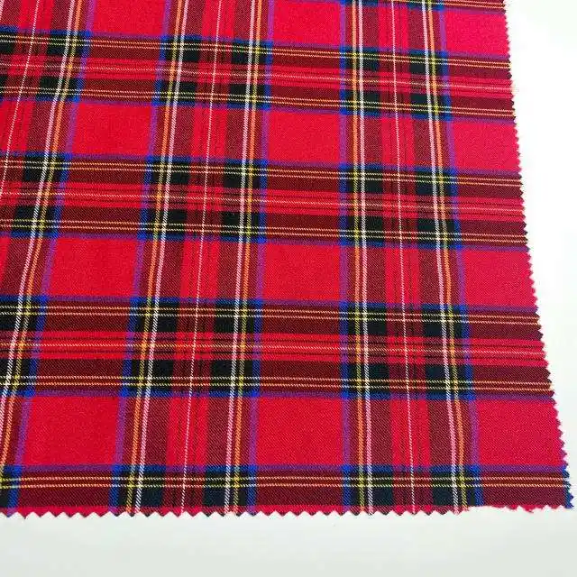 Sunplustex Scottish Plaid Bengaline Polyester Rayon Spandex Tr Yarn Dyed Stretch